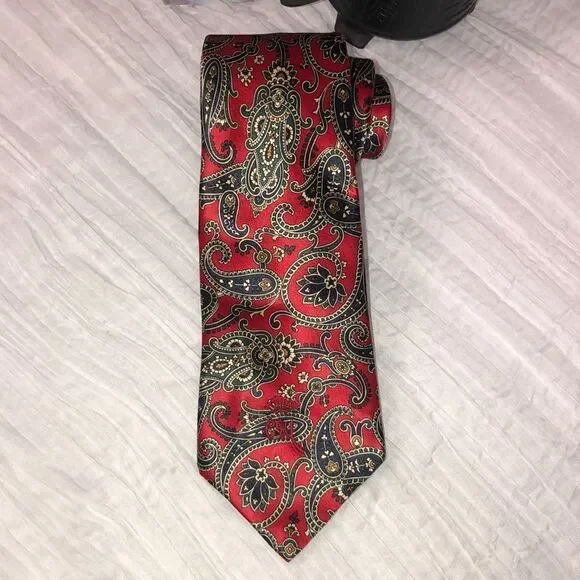 The Red Barn Sistine Satin By Countess Mara Stunning Red Ivory Navy Green Tie