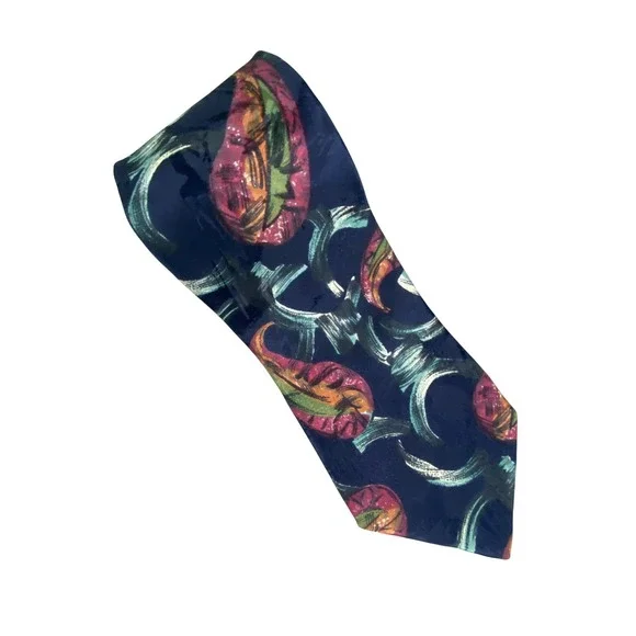 Carlos Tomasini Mens‎ Silk Tie Navy Abstract Artistic Artsy Paisley USA 58x4