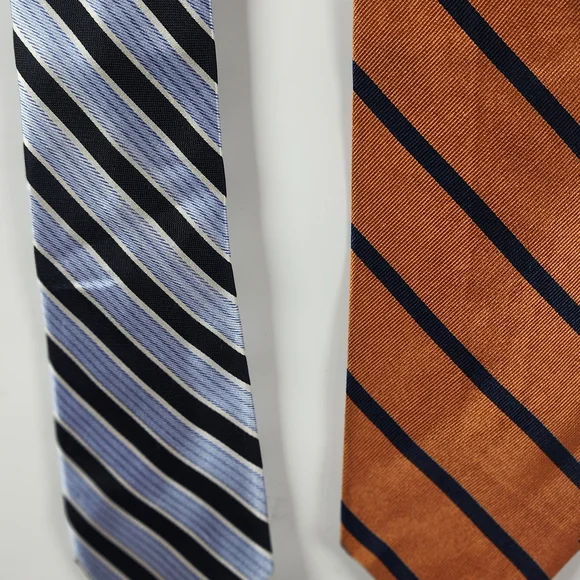 Tommy Hilfiger Striped Silk Ties in Light Blue, Black & Rust‎