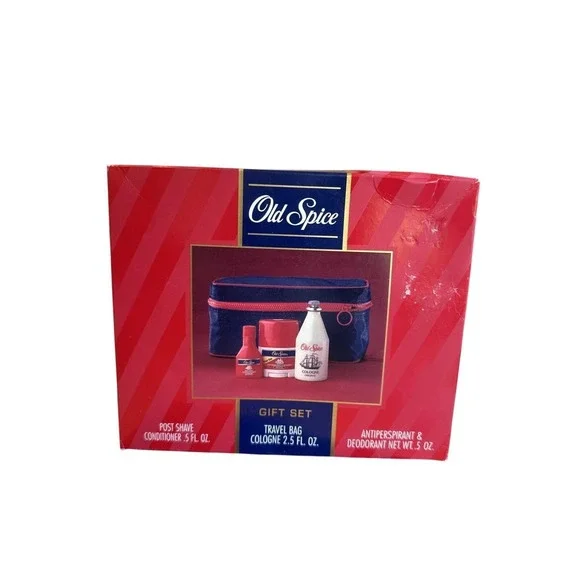 RARE VINTAGE Old Spice Cologne After Shave Deodorant & Travel Bag Set‎ New NOS