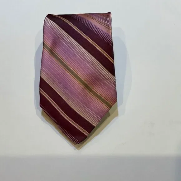ROBERT TALBOTT Best of Class Silk Repp Tie Luxury Stripe Pink/gold/Mauve USA