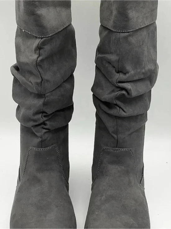 Women's Slouchy Knee-High Boots in Dark Gray