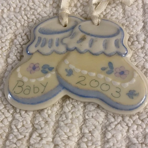 Vintage Longaberger 2003 Baby Painted Ceramic Tie-On Decorative Ornament Gift