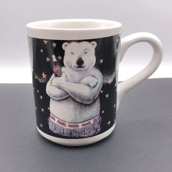 Vintage 1996 Coca-Cola white Polar Bear in Calvin Klein Jeans Coffee Mug