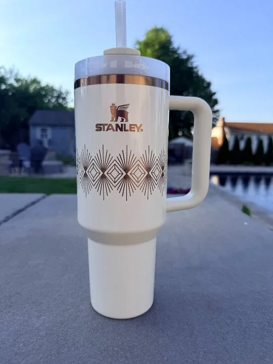 Stanley Deco Collection 40oz Cream Gloss Tumbler | Gold Art Deco | Ltd. Edition