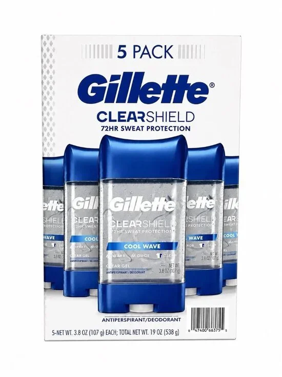 Gillette Cool Wave Clearshield Gel Men Deodorant 72HR Protection 3.8 oz Set 5
