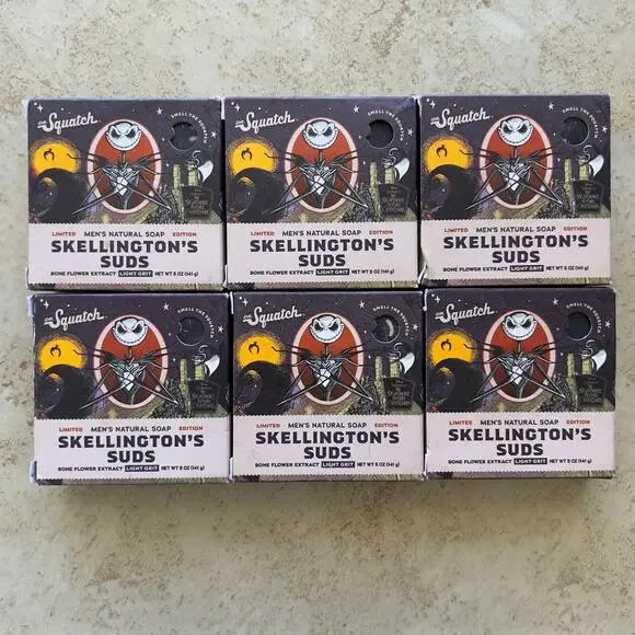 6 pk - DR. SQUATCH Halloween Natural Bar Soap Limited Edition Skellington's Suds
