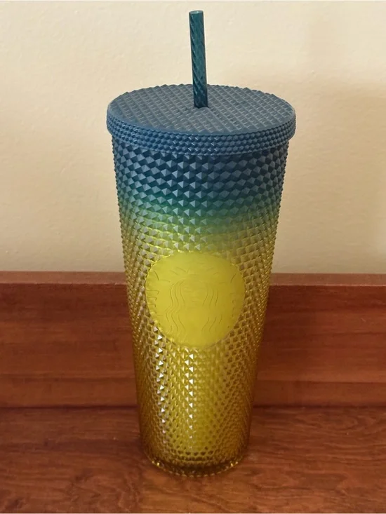 Starbucks Yellow Studded Tumbler with Barcode Detail