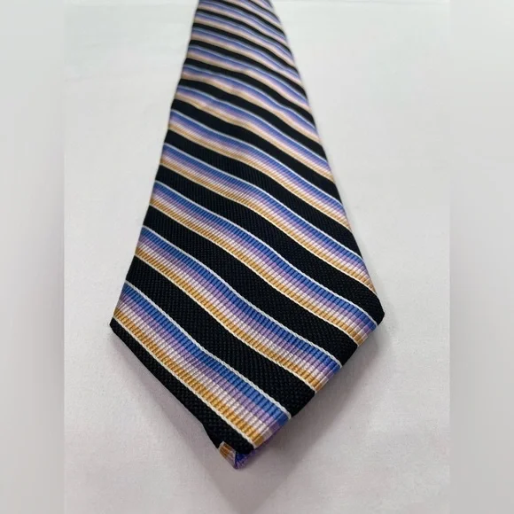 Dion Collection Silk Diagonal Striped Black Tie 4” x 60”