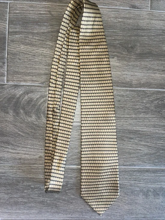 Classic Beige and Black Patterned Men's Tie