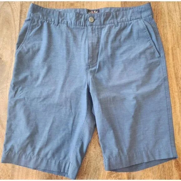 Faherty All Day Shorts Mens 33 Blue Lightweight Quick Dry Casual Summer Chino