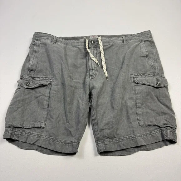 Faherty Brand Cargo Shorts Mens 40 Gray Linen‎ Cotton Utility Pockets Drawstring