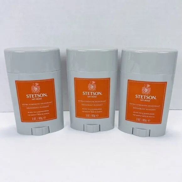 Lot of 3 STETSON OFF ROAD DEODORANT Sandalwood Personal Care Extra Strength NEW