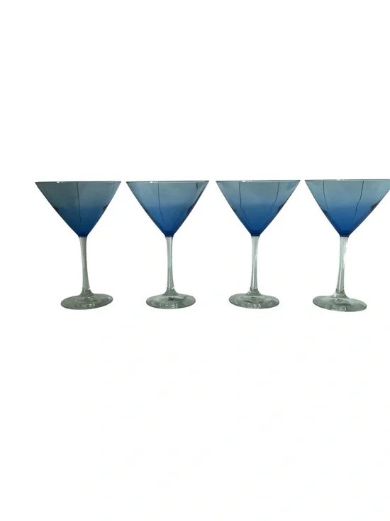 Blue Ombre Martini Glasses - Set of 4