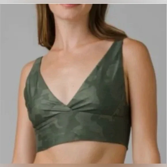 PrAna Layna Sage Camoflauge Adjustable Straps‎ Sports Bra Size Small
