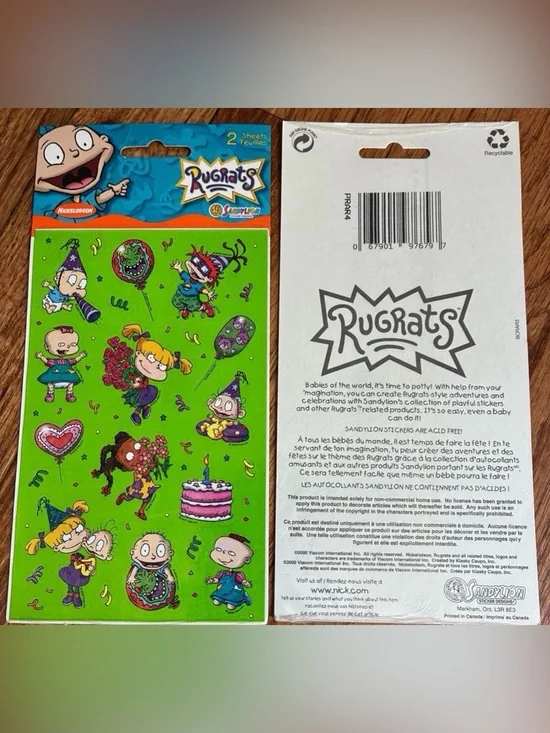 New in package. - 10 sealed packages of Rugrats Vintage stickers