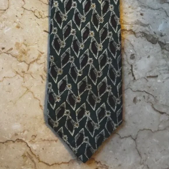 Vintage Mens Tie Robert Talbott for Nordstrom Green Maroon Diamond Shapes
