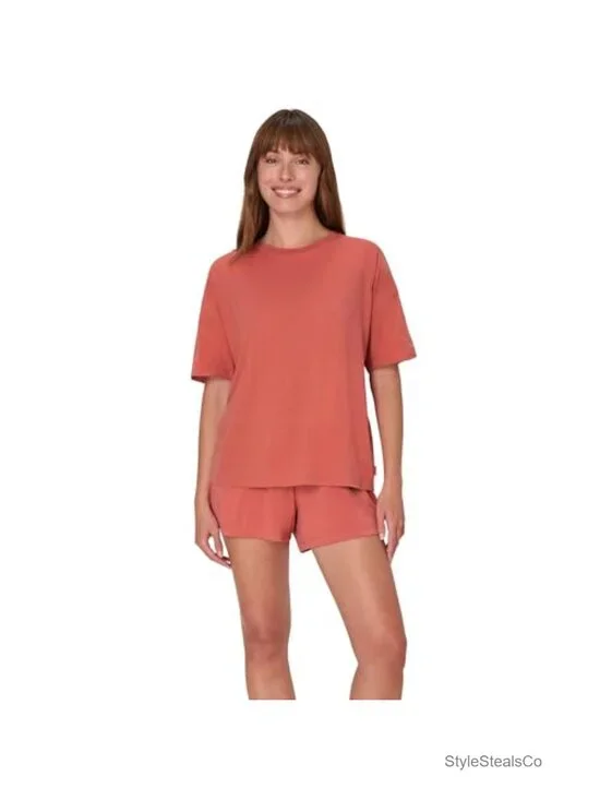2-piece cotton blend pajama set with shorts and crew neck tee