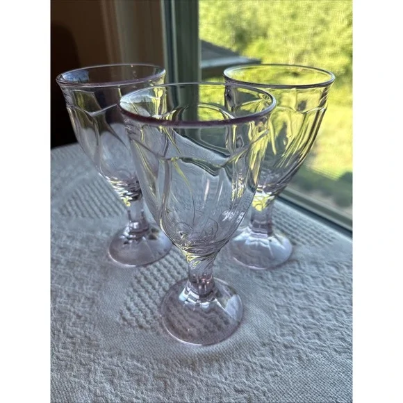 Vtg Noritake Sweet Swirl Pink Wine Glasses Goblets 6.75