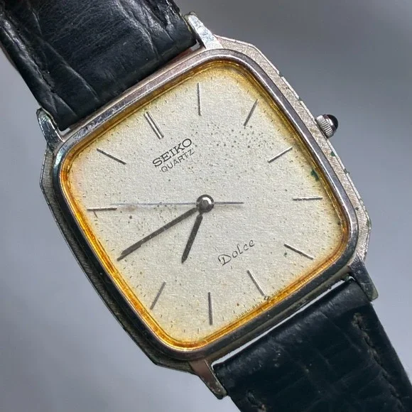 Seiko Dolce 9531-5000 Men Watch Textured Dial Two Tone Tank- RUNNING!