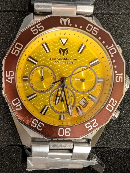 New Maroon/Gold Steel 44mm Watch TechnoMarine Mara Vivo TM-225088