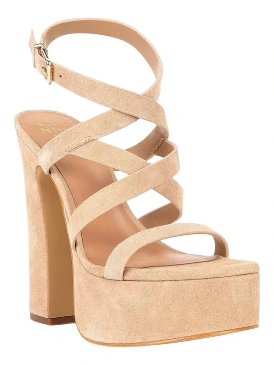 Gianni Bini Margee Nude Suede Platform Sandals Size 8 NWOB