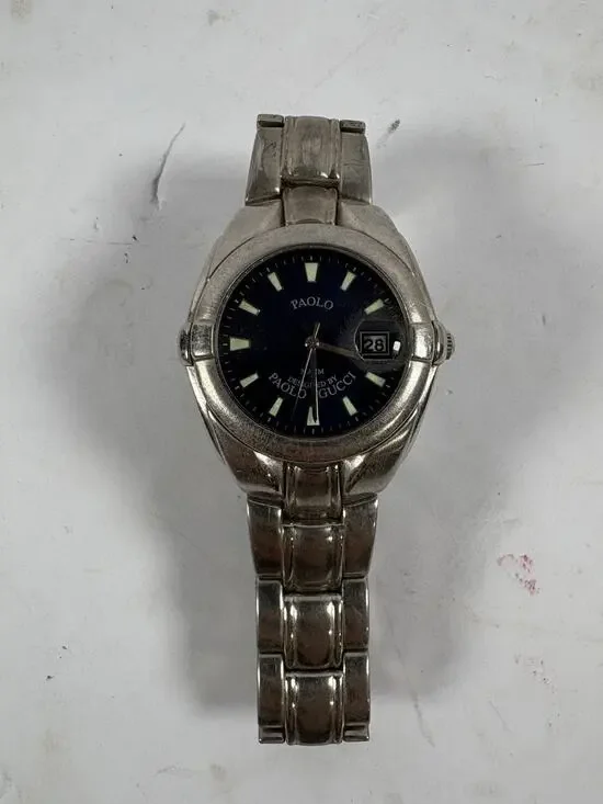 Paolo Gucci PAM Date Blue Dial Quartz Watch Japan Mens Untested