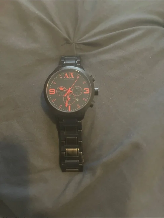 Armani Exchange Black Watch with Red Accents