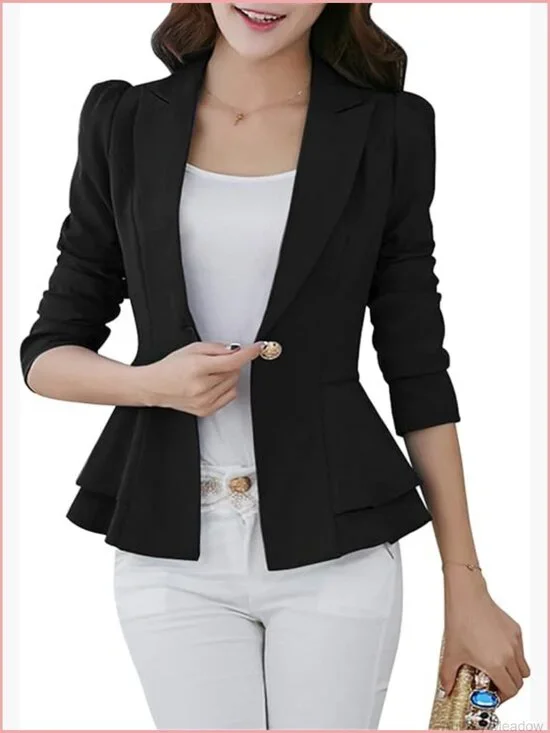 Open Front Blazer Long Sleeve Work Jacket Loose Fit Office