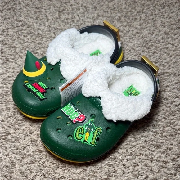 Crocs Kids Elf Lined Classic Clog Christmas‎ Size 12