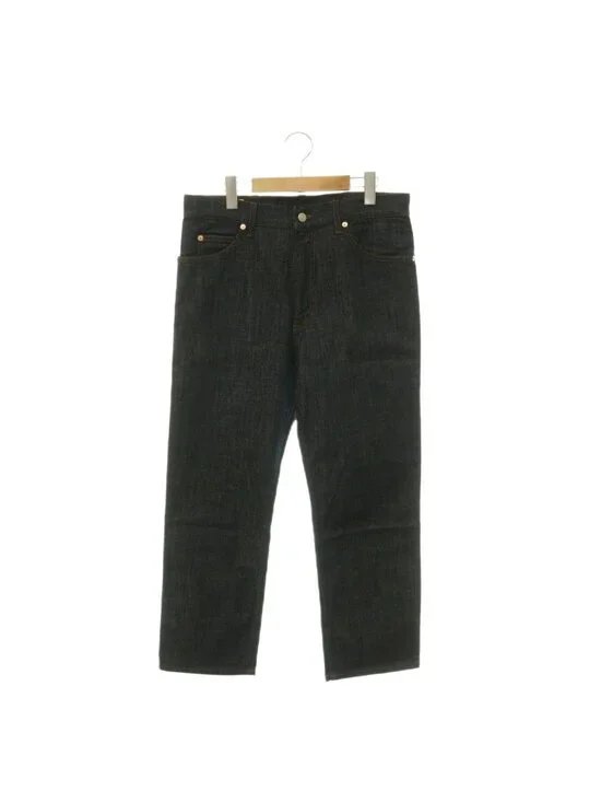 Gucci Logo Patch Straight Denim Pants Jeans 32 Navy