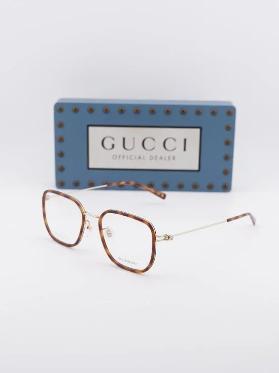 Gucci GG1852OA 002 Square Eyeglasses 53mm - Havana  / Gold