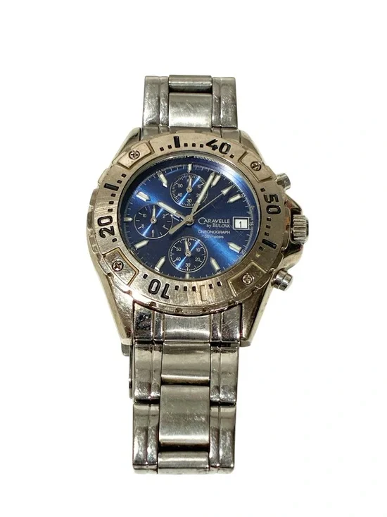 Bulova Men's Caravelle Sport Collection Stainless Steel Watch Blue Face