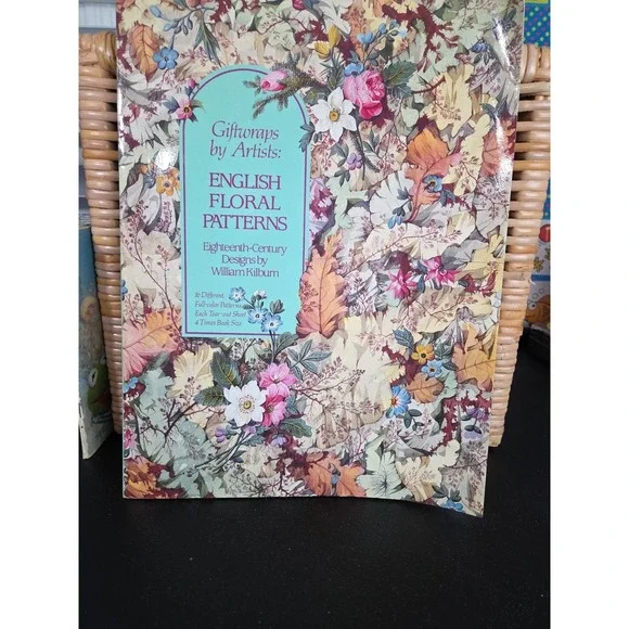 Giftwraps by Artists:  English Floral Patterns 18th Century Giftwraps Book USED!