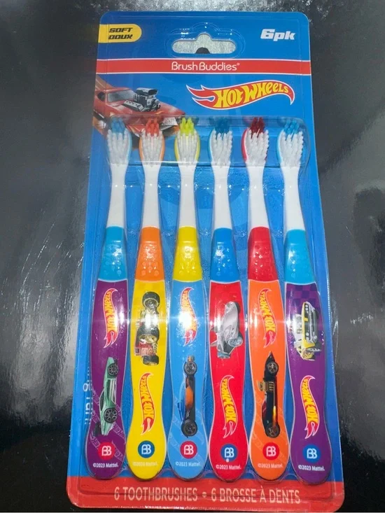 Hot Wheels Brush Buddies Kids Toothbrush 6-Pack -