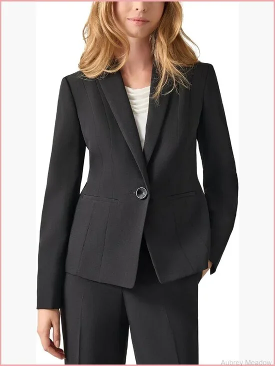 Women's Stretch Crepe Blazer with Notched Collar - Classic Fit