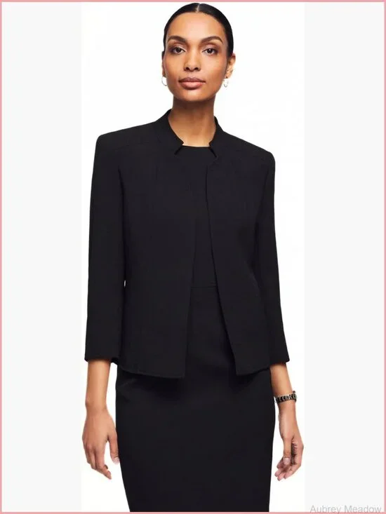 Stand Collar Open Front Blazer - Tailored Work To Weekend Jacket