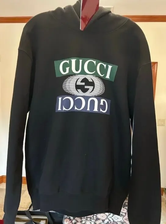 Men's Gucci interlocking G jersey, cotton hoodie size medium fits large NWT