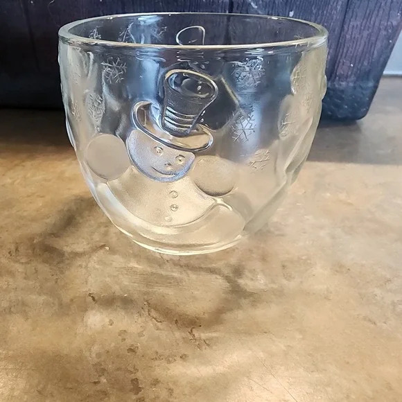 Christmas Crystal Glass Votive Candle Holder Jolly Snowman Tea Light Indonesia