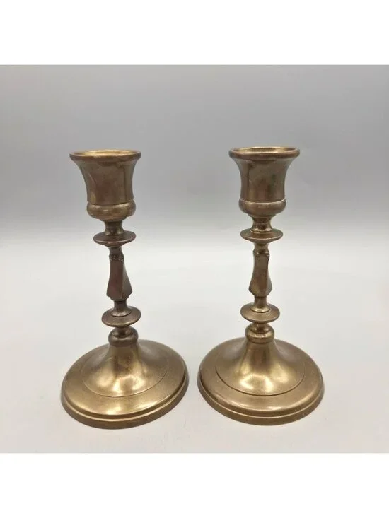 Vintage Brass Twist Candlesticks Taper Candle Holders 5.75 Inch Tall Set Of 2