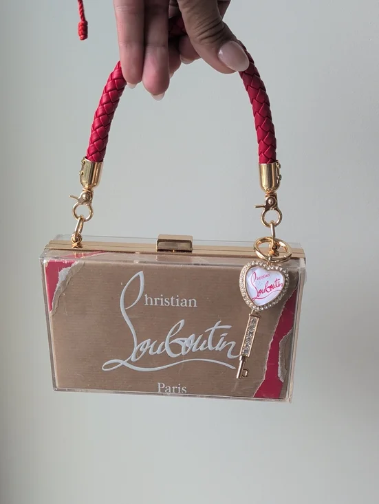 Upcycled Spiked Out Christian Louboutin Paper Shopping Bag Novelty Clutch