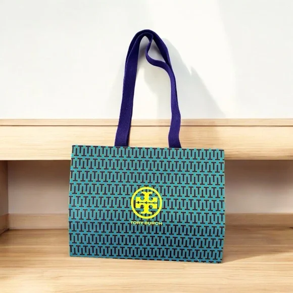 Tory Burch Paper Gift Bag with Fabric Handle‎ Authentic Teal