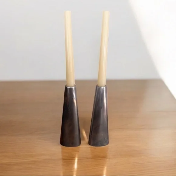 Vintage modern minimalist aluminum candle holders