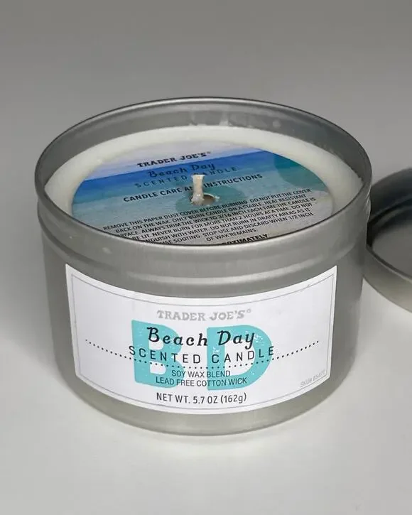 Trader Joe’s Beach Day Scented Candle — Soy Wax, 20 Hours, Limited Edition 5.7oz