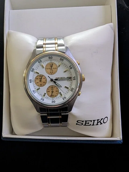 Seiko Two-Tone Silver and Gold Chronograph Watch