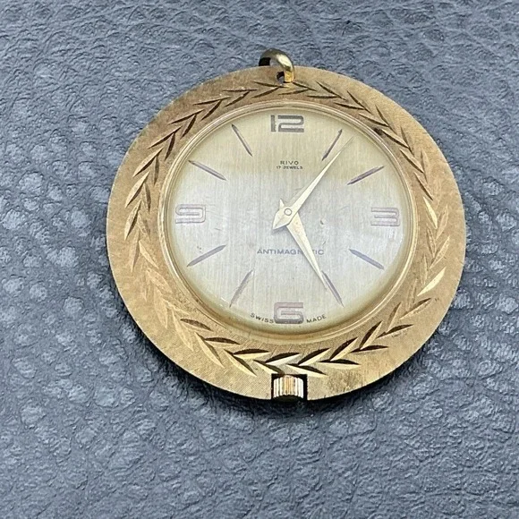 Vintage Rivo Mens Watch Champagne Dial Gold Tone Swiss 17 Jewels Antimagnetic