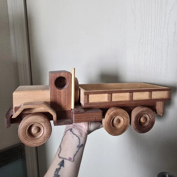 Handmade Vtg Montossori Wooden Large Toy Troop Truck