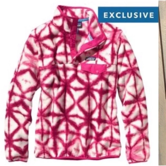 Patagonia T-Snap Pink tie-dye Synchilla Shibori Fleece pullover jacket Medium