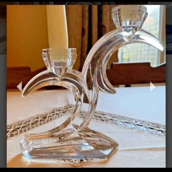 Double Light Candlestick by Duiske Irish Glass LIKE NEW DISPLAY