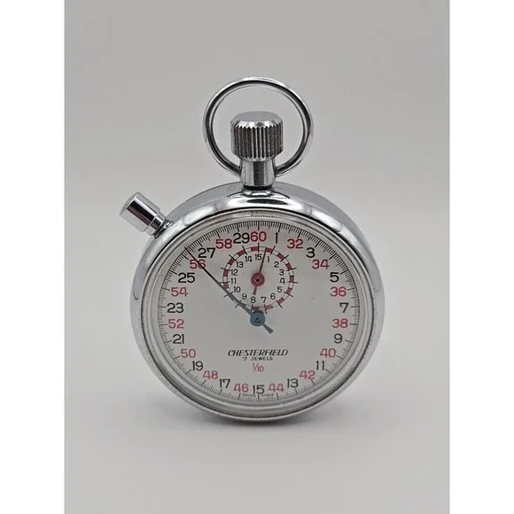 Vintage Chesterfield Swiss Mechanical Stopwatch 7 Jewel 1/10 Sport Timer